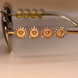 Versace Gold and Tan Embellished Sunglasses
